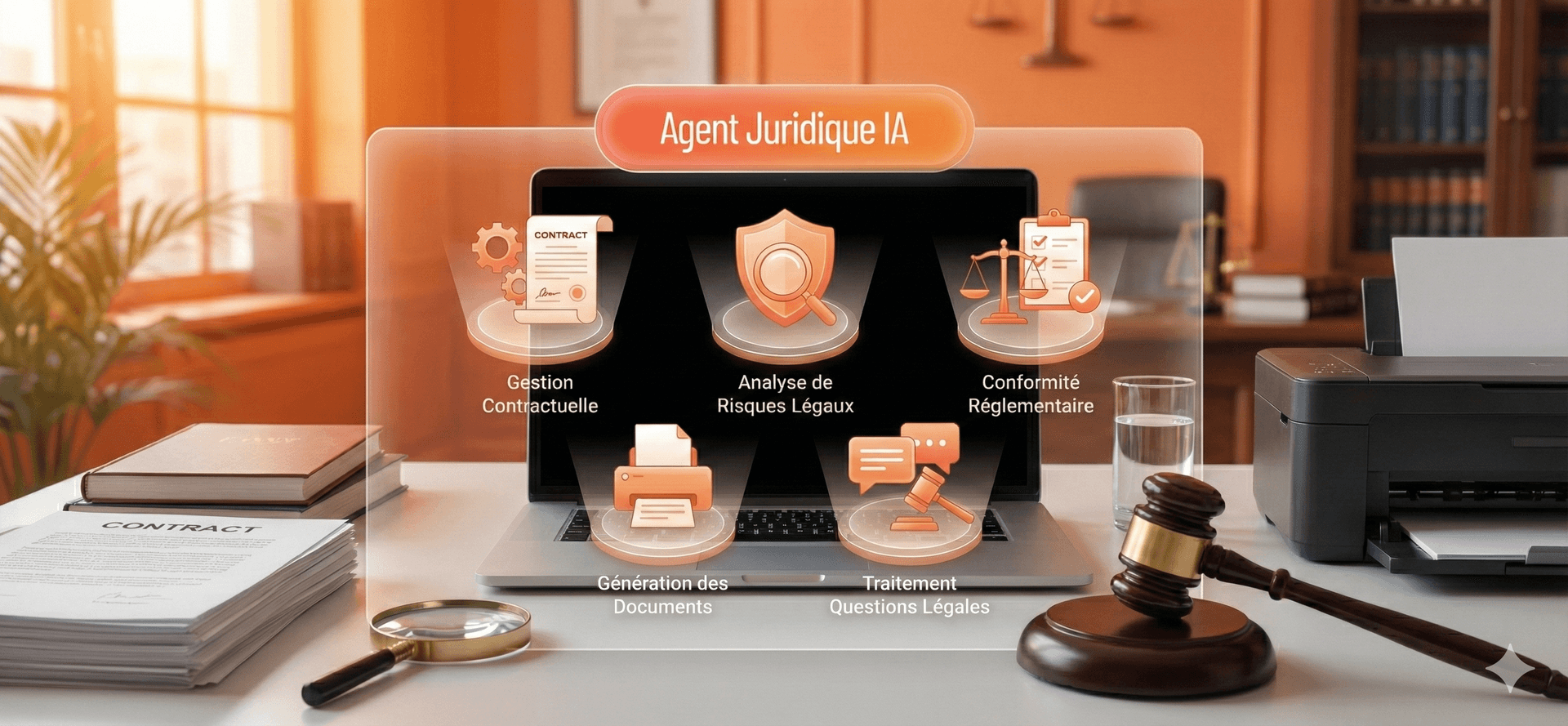 Interface de l'agent juridique IA HALL-IA - Gestion automatisée des contrats et conformité réglementaire